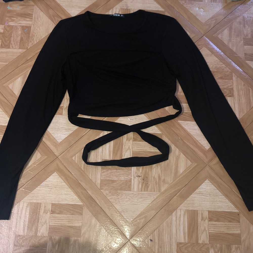 Black cutout crisscross crop top